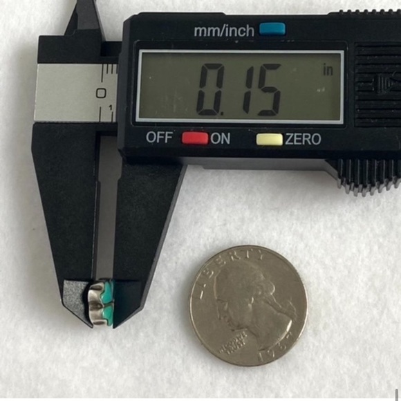 Sterling Silver 925 Dainty Turquoise Inlay Four Leaf Clover Flower Stud Earrings - Picture 4 of 15